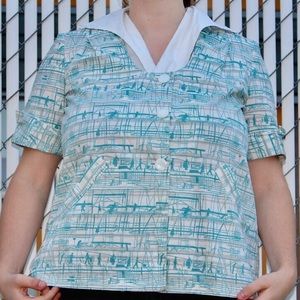 1950s Vintage Baby Blue Collared Shirt